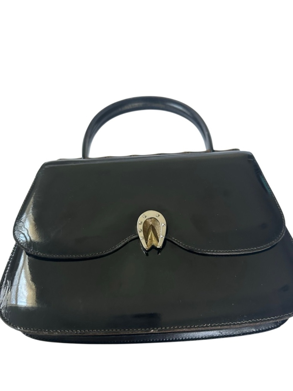 Gucci Black Patent Shoulder Bag with Bamboo Accent - Picture 7 of 14